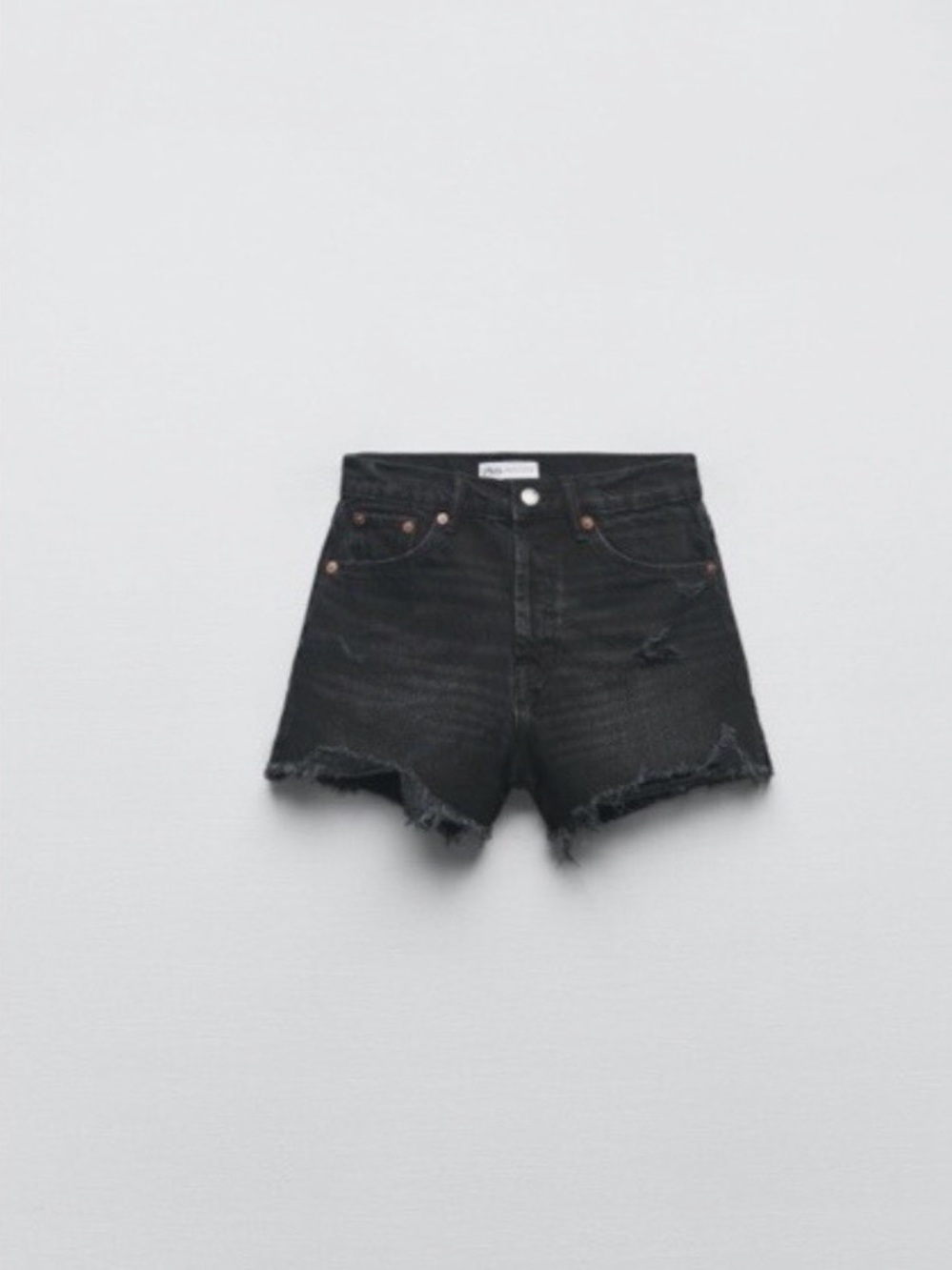 Zara High-Waist Black Denim Women's Shorts